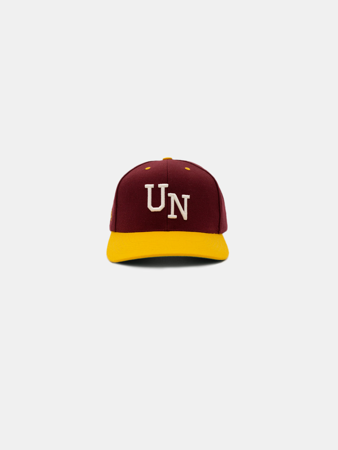 front of Chosen UN Snapback Hat Burgundy/Yellow