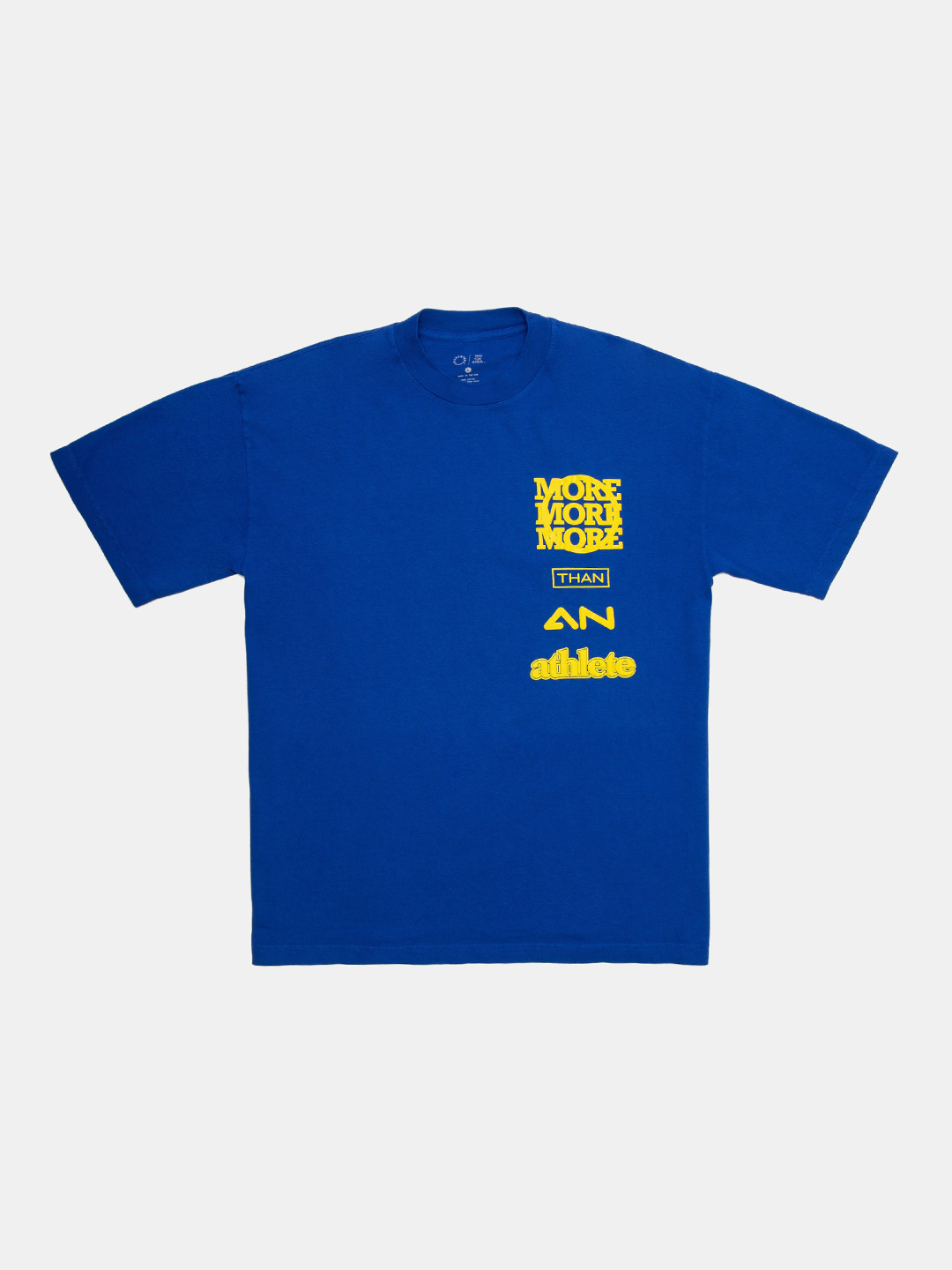MORE THAN AN ATHLETE ATTRIBUTE TEE BLUE- front of blue graphic tee