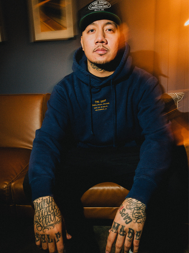 The Shop By Hand Fleece Hoodie True Navy - On Body