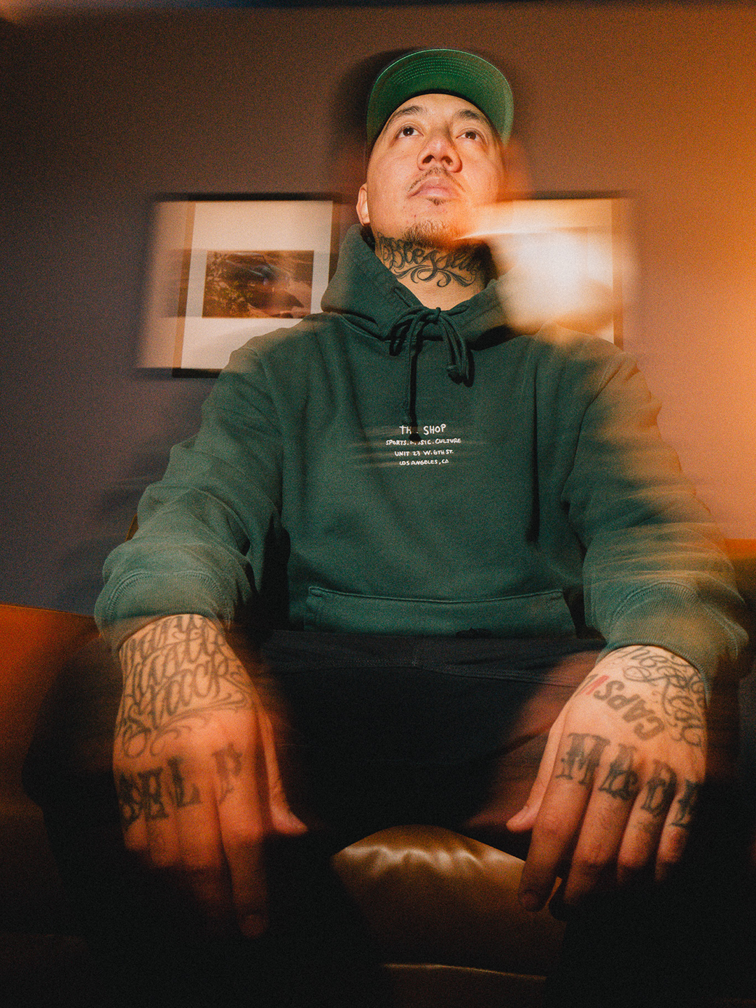The Shop By Hand Fleece Hoodie Forest Green - On Body
