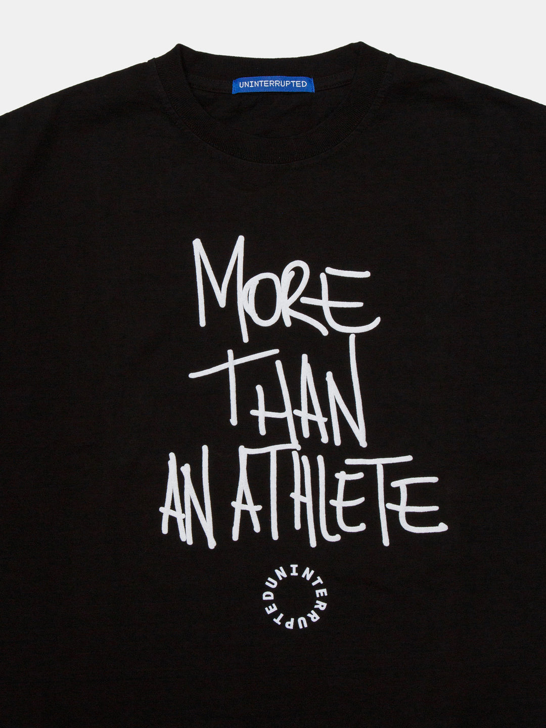 More Than An Athlete Venice Tee Black - close up of tagline