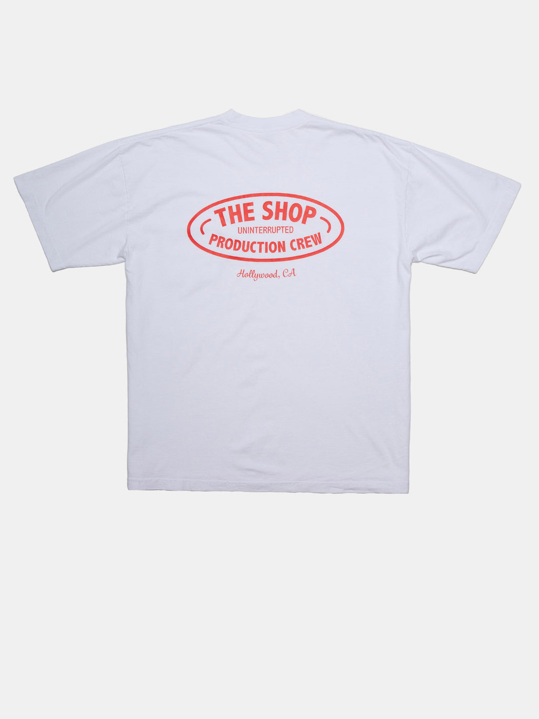 back of tshirt with red lettering