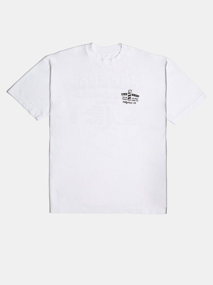 The Shop: S5E6 Menu Tee White - front of shirt