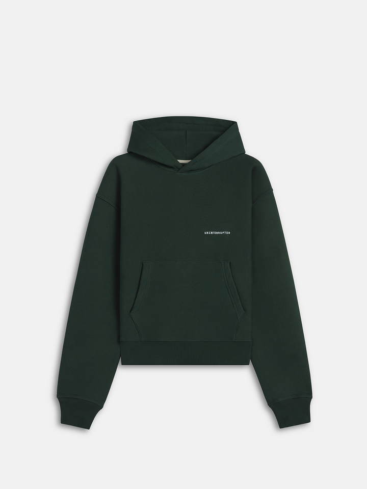 Fundamentals Brushed Fleece Hoodie Forest Green - Front