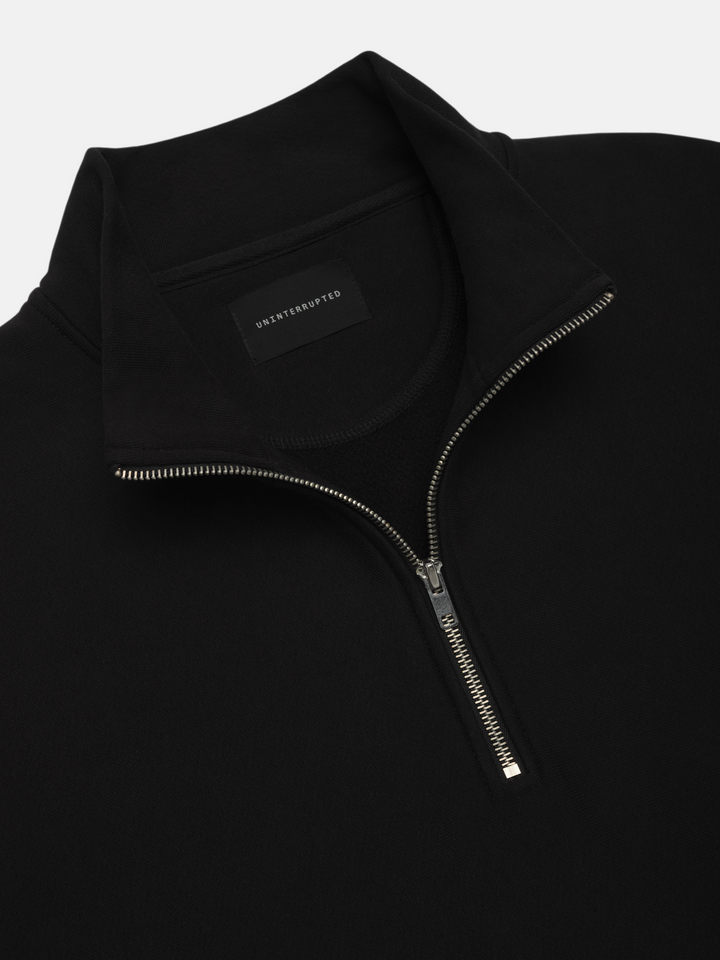Fundamentals Quarter Zip Brushed Fleece Black - Detail