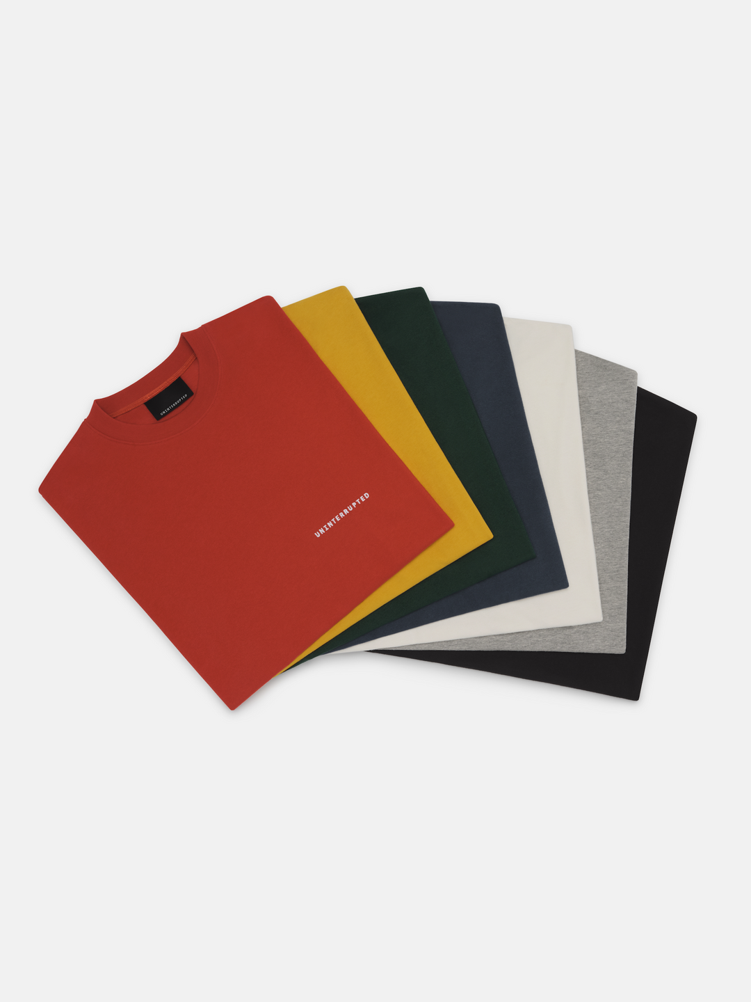 Fundamentals Jersey Tees Collection - flatlay of all of the collection colors