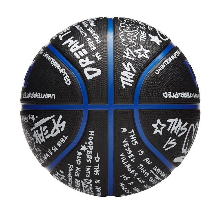 UNINTERRUPTED X Wilson More Than A Basketball - view of the basketball with handwriting black and blue