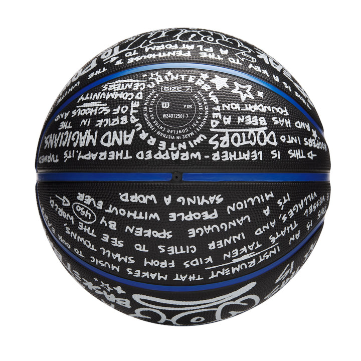 UNINTERRUPTED X Wilson More Than A Basketball - view of the basketball with handwriting black and blue